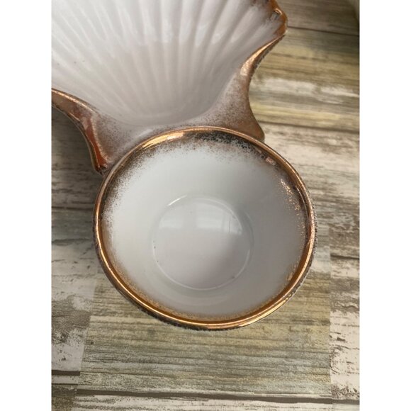 4 X Vintage Arnart 5th Ave Shell Seafood Plates w/ Sauce Cup – Hand Painted MCM - Picture 9 of 13